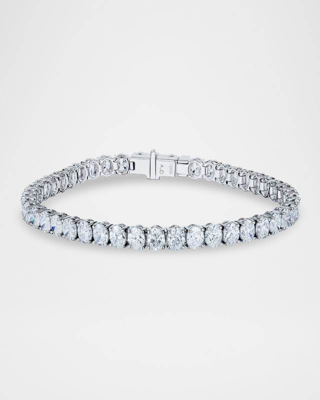 18K White Gold Oval Diamond Bracelet, 7"L, 11.50tcw